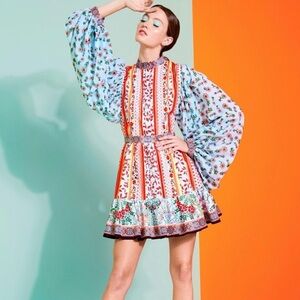 Alice + Olivia Raya Paloma mixed print mini dress